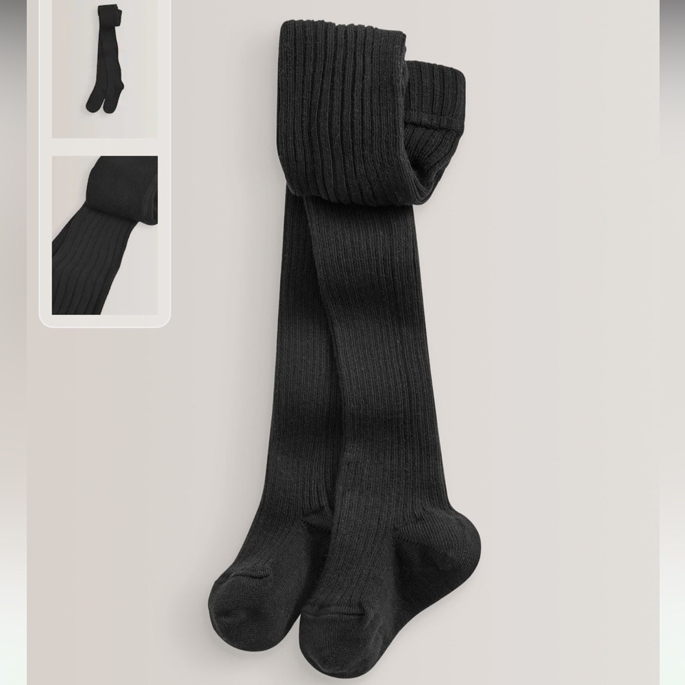 Bundle of Black Cotton Rich Rib Tights